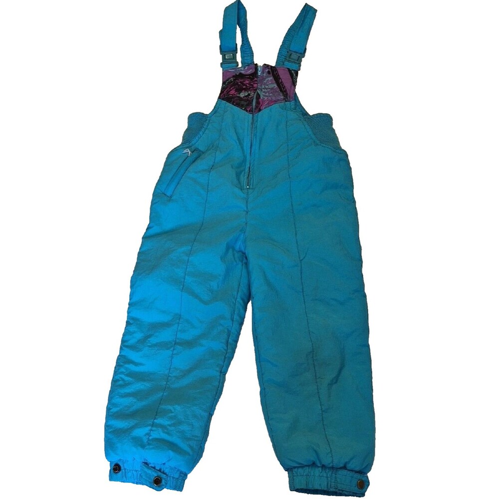 Teal & Purple Kids Insulated Snow Overalls Bibs Size 6 Waterproof Winter